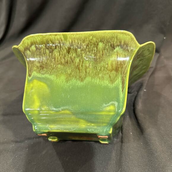 Vintage Drip Glaze Planter Rectangle Wide Rim 8x5" - Picture 4 of 15